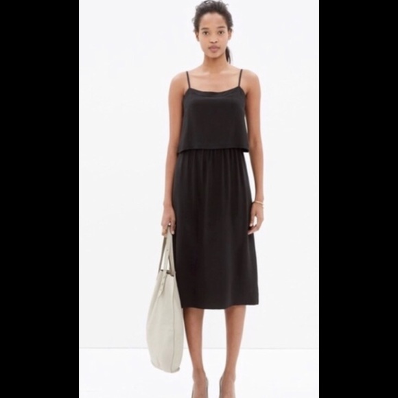 Madewell Dresses & Skirts - Madewell Black Overlay Cami Silk Dress